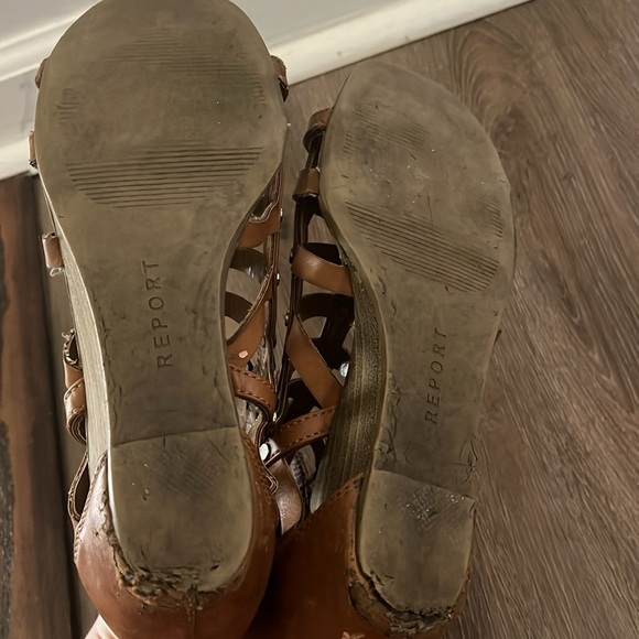 Report Gladiator Brown & Gold Structured Sandals Size 9 - Picture 6 of 8